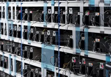 Modern Bitcoin mining farm with cutting-edge ASIC rigs